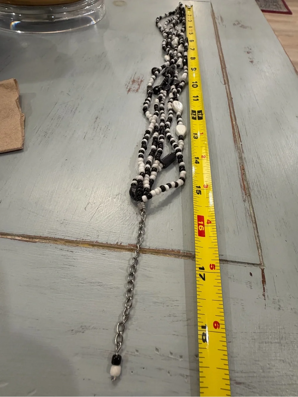 Handcrafted Black & White Multi-Strand Beaded Necklace and Earring Set